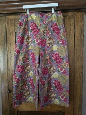 Victory Parade Wide Leg Floral Print Pants Made In England Size 14